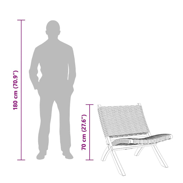 Relaxstuhl Natur Kubu-Rattan und Massivholz Mahagoni