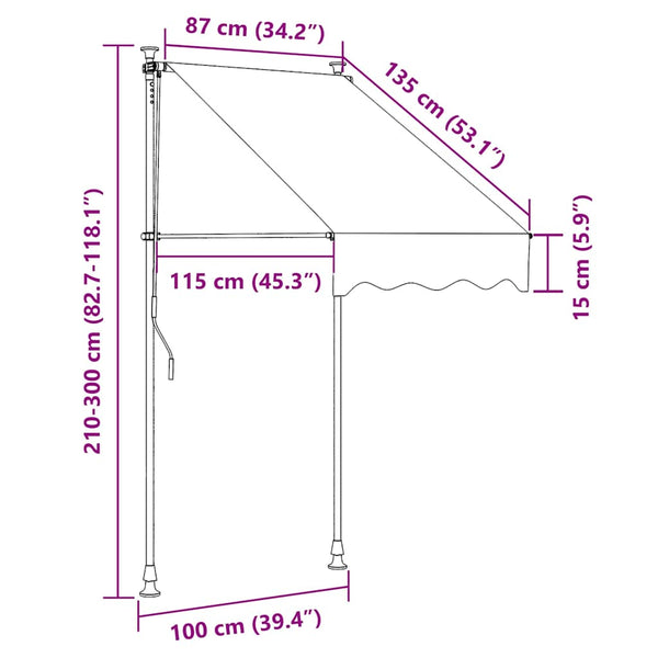 Einziehbare Markise Handbetrieben 100 cm Orange und Braun