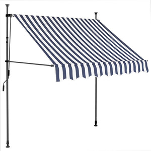 Einziehbare Markise Handbetrieben mit LED 100 cm Blau und Weiß