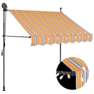 Einziehbare Markise Handbetrieben mit LED 150 cm Gelb und Blau