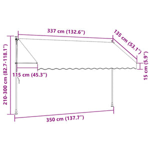 Einziehbare Markise Handbetrieben mit LED 350 cm Gelb und Blau