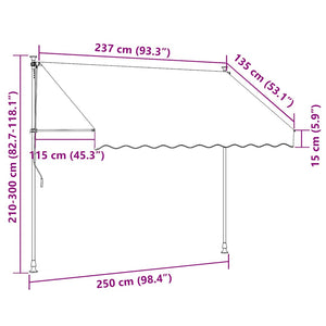 Einziehbare Markise Handbetrieben mit LED 250 cm Anthrazit