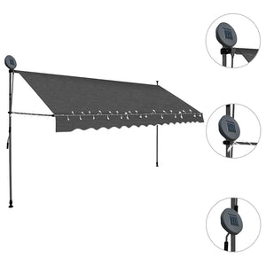 Einziehbare Markise Handbetrieben mit LED 400 cm Anthrazit