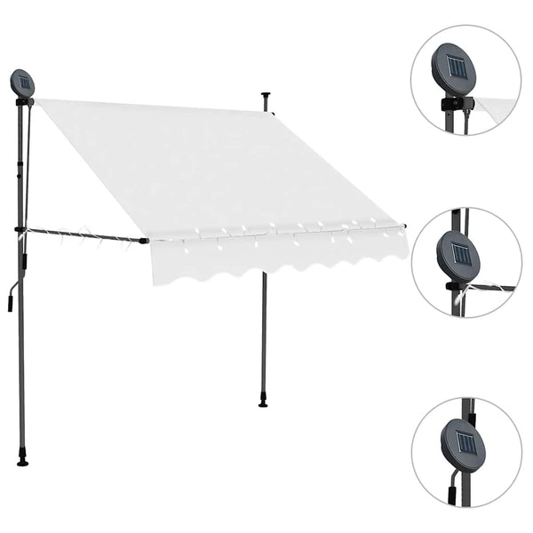 Einziehbare Markise Handbetrieben mit LED 200 cm Creme