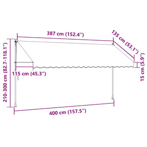 Einziehbare Markise Handbetrieben mit LED 400 cm Orange Braun