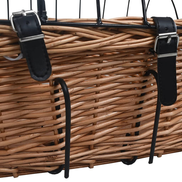 Fahrradkorb Vorne mit Deckel 50x45x35 cm Natur Weide