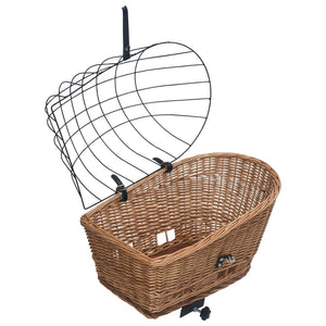 Fahrrad-Gepäckträgerkorb mit Deckel 55×31×36 cm Natur Weide
