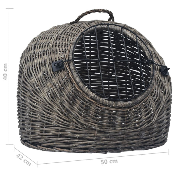 Katzen-Transportkorb Grau 50x42x40 cm Natürliche Weide