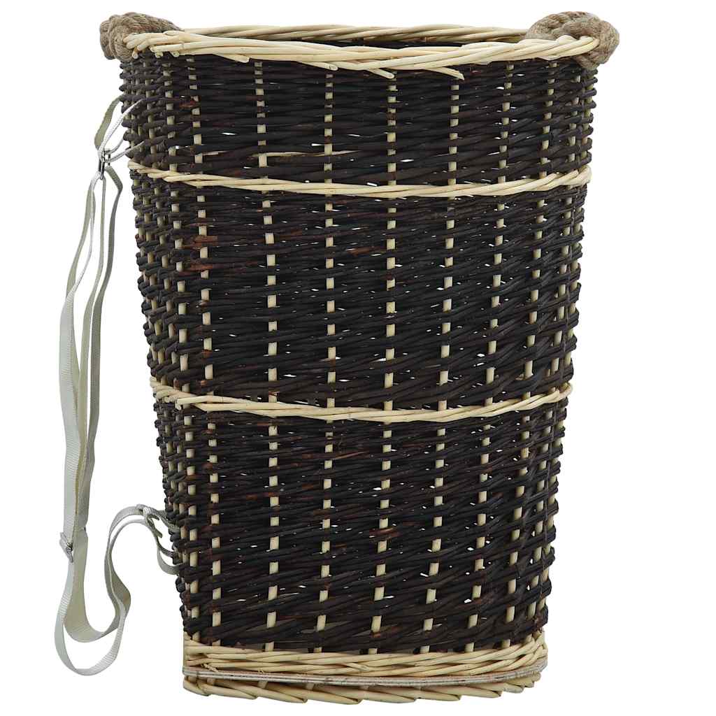 vidaXL Panier à bois avec poignées de transport 50 x 44 x 58 cm Osier naturel