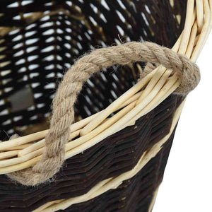 vidaXL Panier à bois avec poignées de transport 50 x 44 x 58 cm Osier naturel