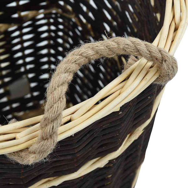 vidaXL Panier à bois avec poignées de transport 50 x 44 x 58 cm Osier naturel