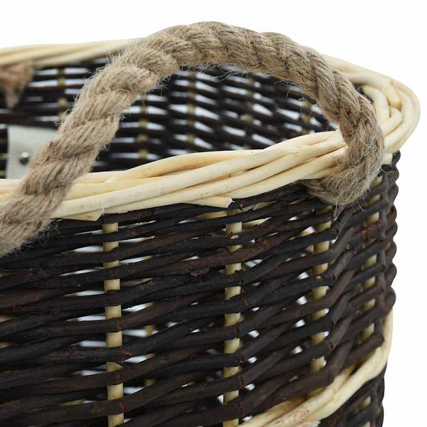vidaXL Panier à bois avec poignées de transport 50 x 44 x 58 cm Osier naturel