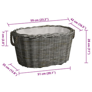 Holzkorb mit Tragegriffen 59x42x28 cm Grau Weide