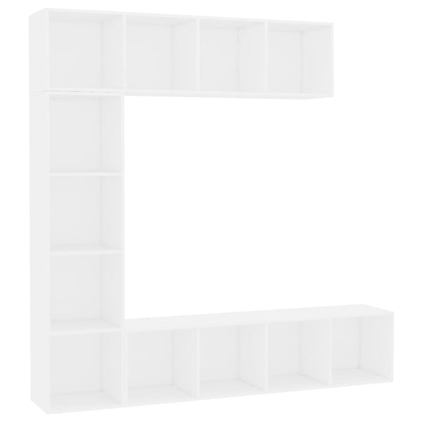 vidaXL Meuble TV/bibliothèque 3 pièces Blanc 180×30×180 cm