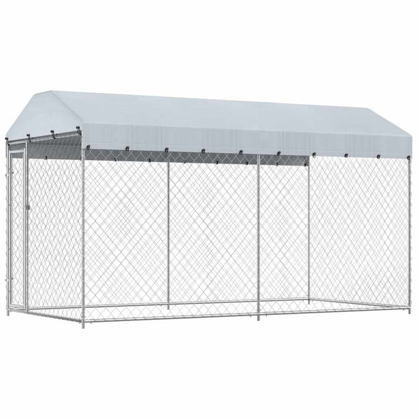 Outdoor-Hundezwinger mit Überdachung 382x192x225 cm