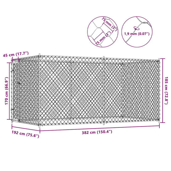 Outdoor-Hundezwinger 382x192x185 cm
