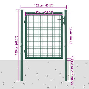 Zauntor Stahl 100x75 cm Grün