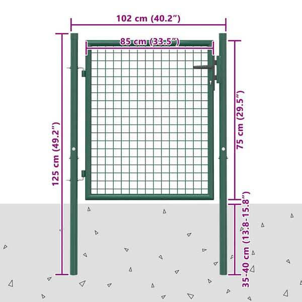 Zauntor Stahl 100x75 cm Grün