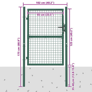 Zauntor Stahl 100x125 cm Grün