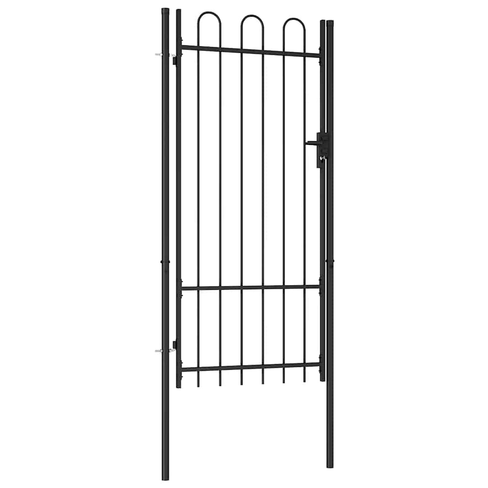 vidaXL Portail de clôture BOXTEL porte simple avec arc acier 1 x 2 m noir