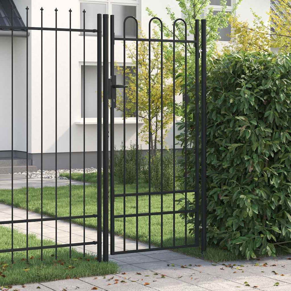 vidaXL Portail de clôture BOXTEL porte simple avec arc acier 1 x 2 m noir