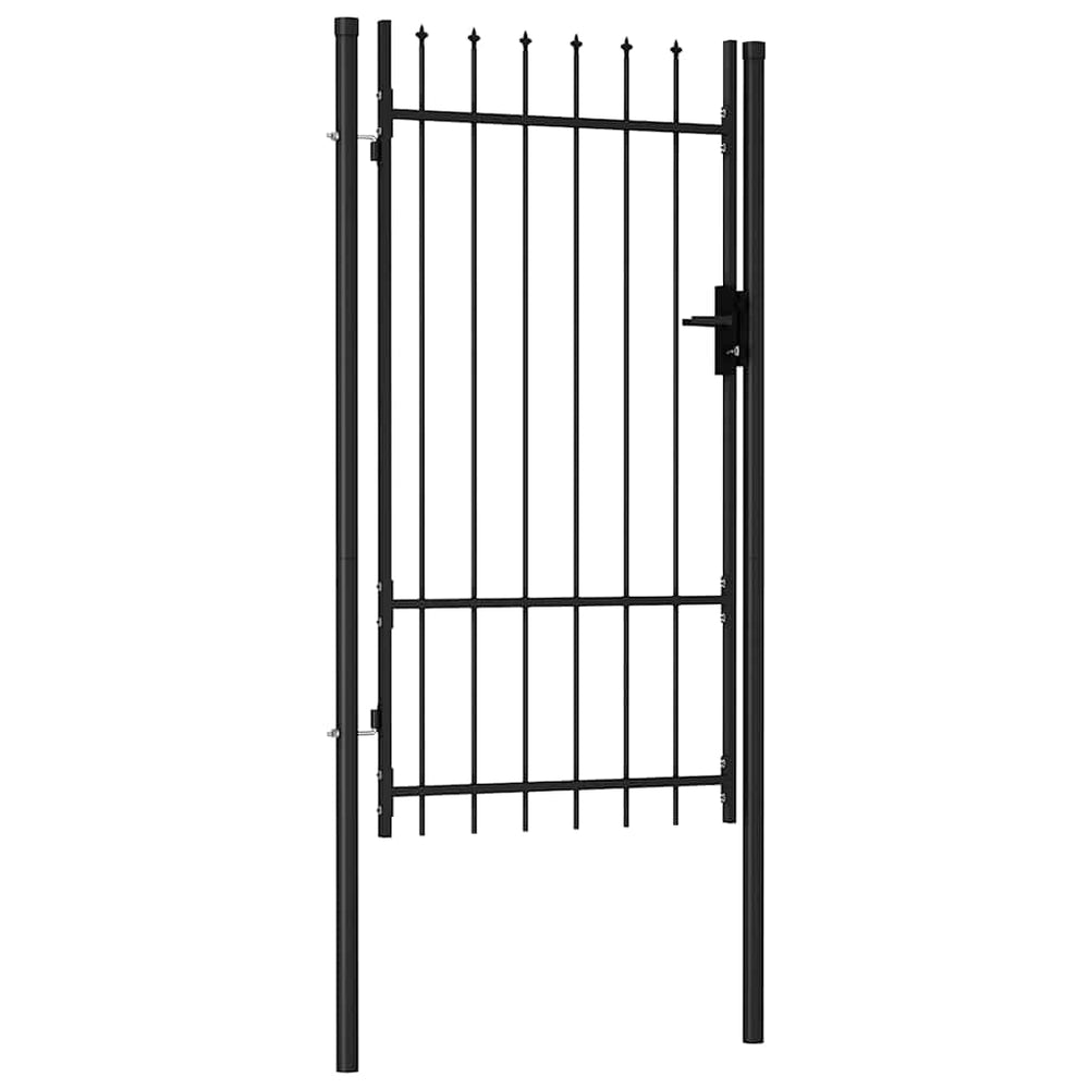 vidaXL Portail de clôture BOXTEL porte simple avec barreaux à pointe 1 x 1,75 m noir