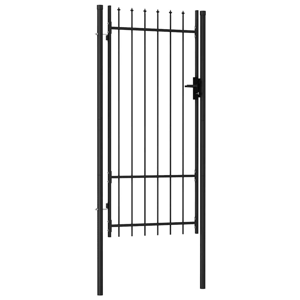 vidaXL Portail de clôture BOXTEL porte simple avec pointe en acier 1 x 2 m noir