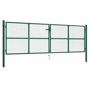 Maschen-Gartentor aus Stahl 400 x 125 cm Grün