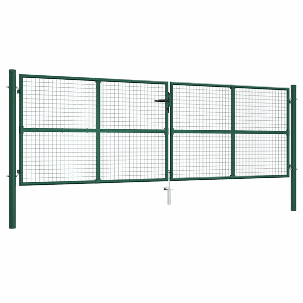 Maschen-Gartentor aus Stahl 400 x 125 cm Grün