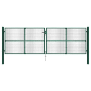Maschen-Gartentor aus Stahl 400 x 125 cm Grün