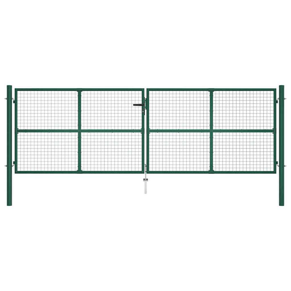 Maschen-Gartentor aus Stahl 400 x 125 cm Grün