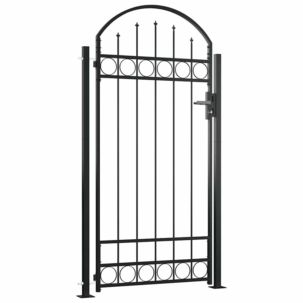 vidaXL Portail de jardin ASSEN avec finition arquée et 2 poteaux 105 x 170 cm Noir
