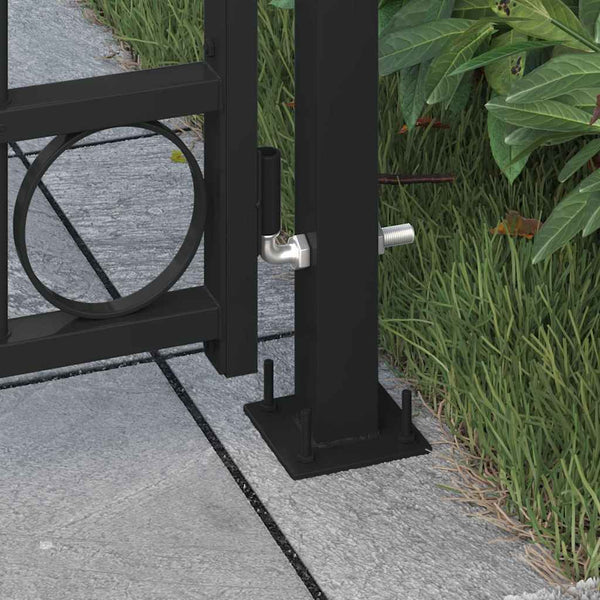 Gartentor ASSEN mit Bogenabschluss und 2 Pfosten 105 x 170 cm Schwarz
