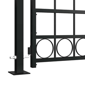 Gartentor ASSEN mit Bogenabschluss und 2 Pfosten 105 x 170 cm Schwarz