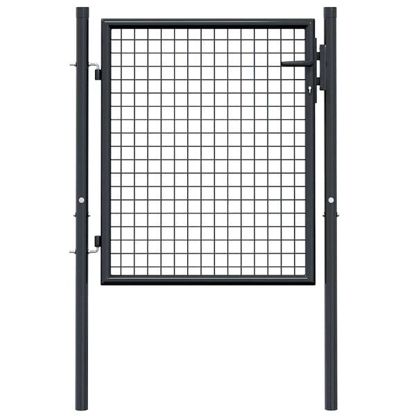 Maschen-Gartentor verzinkter Stahl 100 x 75 cm Grau