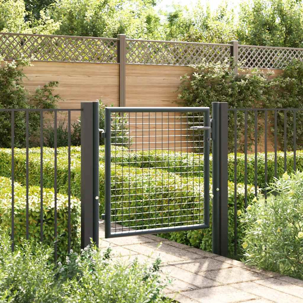 vidaXL Portillon de jardin en treillis acier galvanisé 100 x 75 cm Gris