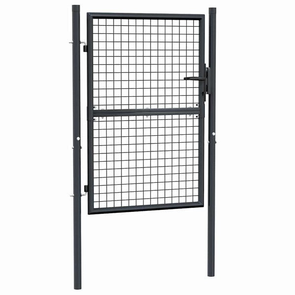 Maschen-Gartentor verzinkter Stahl 100 x 125 cm Grau