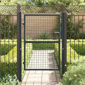 Maschen-Gartentor verzinkter Stahl 100 x 125 cm Grau