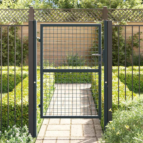 Maschen-Gartentor verzinkter Stahl 100 x 125 cm Grau