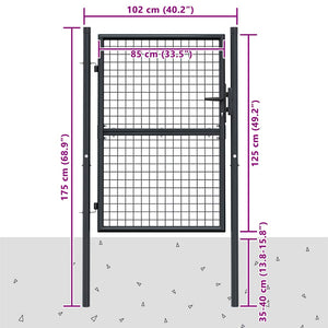 Maschen-Gartentor verzinkter Stahl 100 x 125 cm Grau