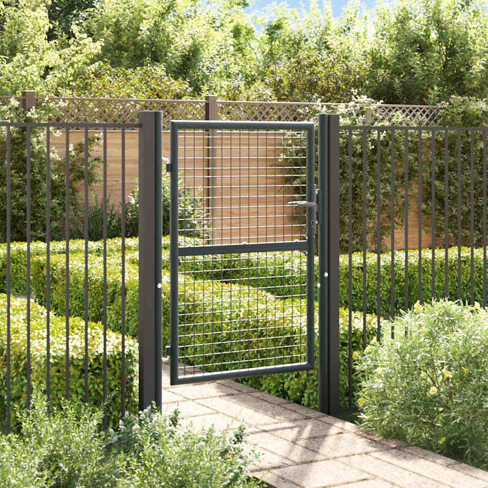 vidaXL Portail de jardin grillagé acier galvanisé 100 x 125 cm Gris