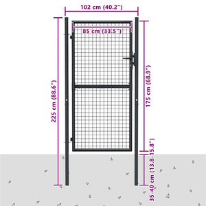 Maschen-Gartentor verzinkter Stahl 100 x 175 cm Grau