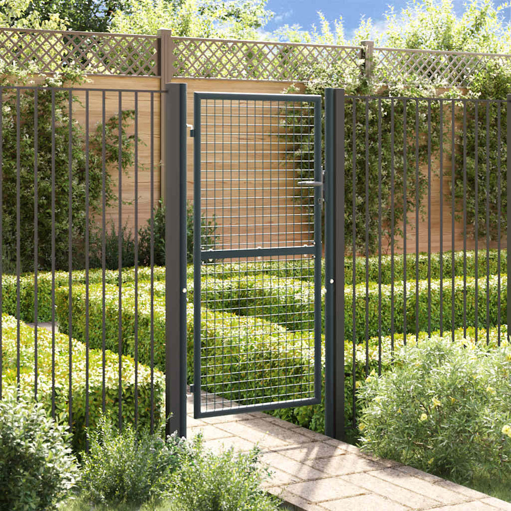 vidaXL Portail de jardin grillagé en acier galvanisé 100 x 175 cm Gris