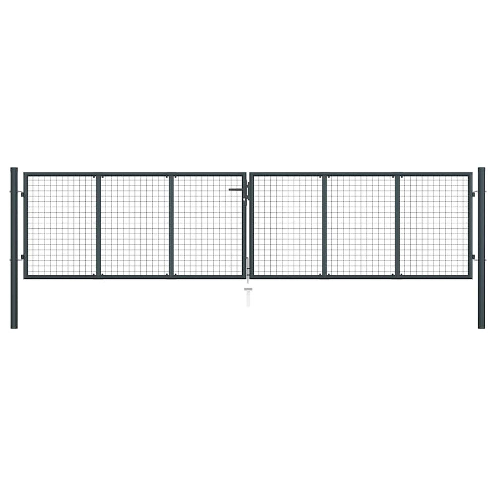 vidaXL Portail grillagé en acier galvanisé 400 x 75 cm Gris