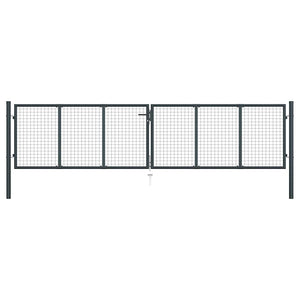 Maschen-Gartentor verzinkter Stahl 400 x 75 cm Grau