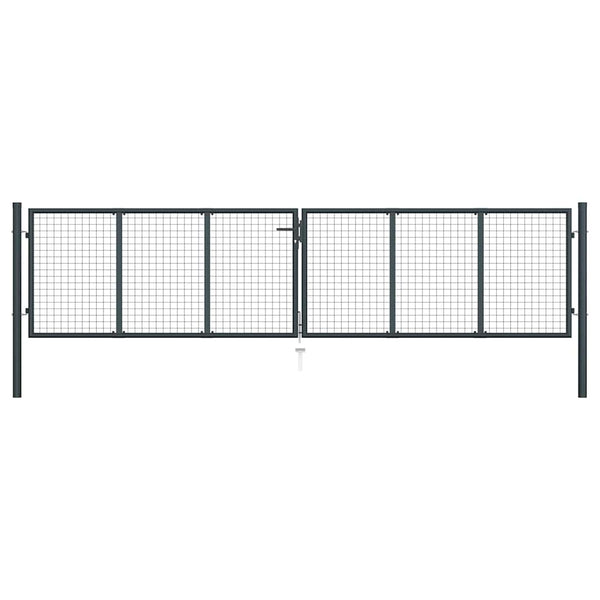 Maschen-Gartentor verzinkter Stahl 400 x 75 cm Grau