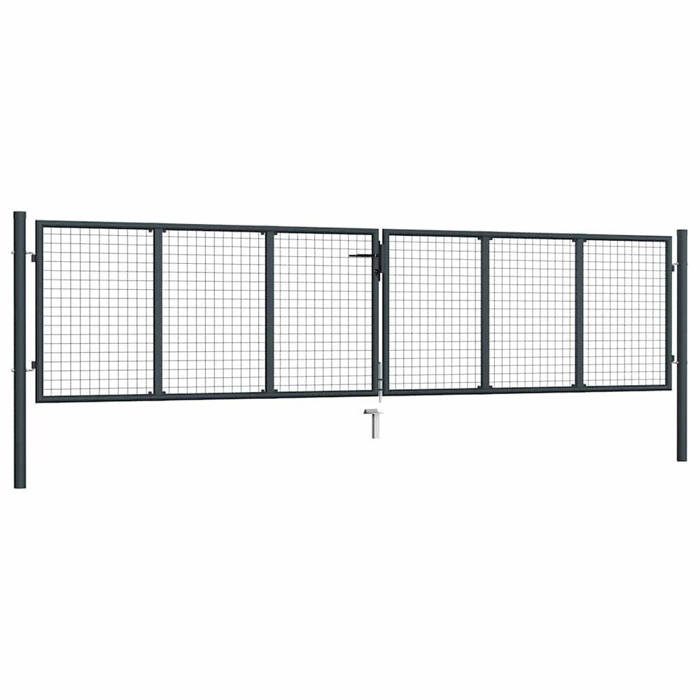 vidaXL Portail grillagé en acier galvanisé 400 x 75 cm Gris