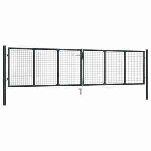Maschen-Gartentor verzinkter Stahl 400 x 75 cm Grau
