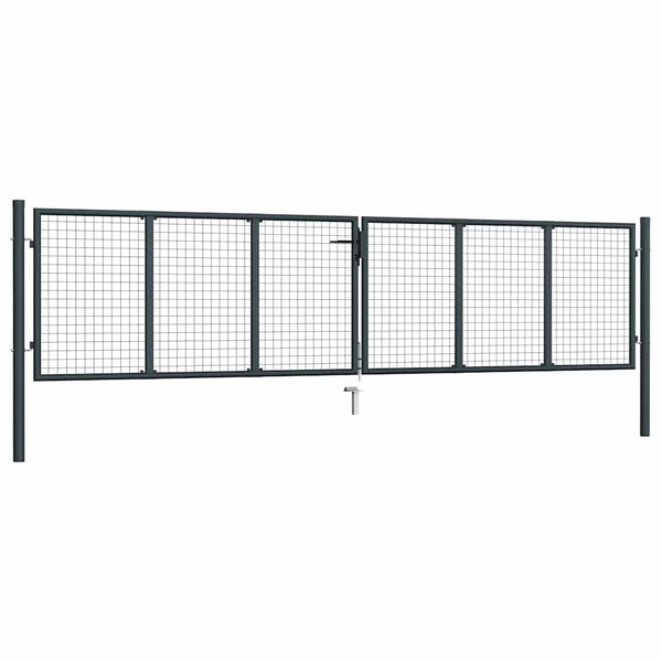 Maschen-Gartentor verzinkter Stahl 400 x 75 cm Grau