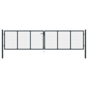 Maschen-Gartentor verzinkter Stahl 400 x 100 cm Grau